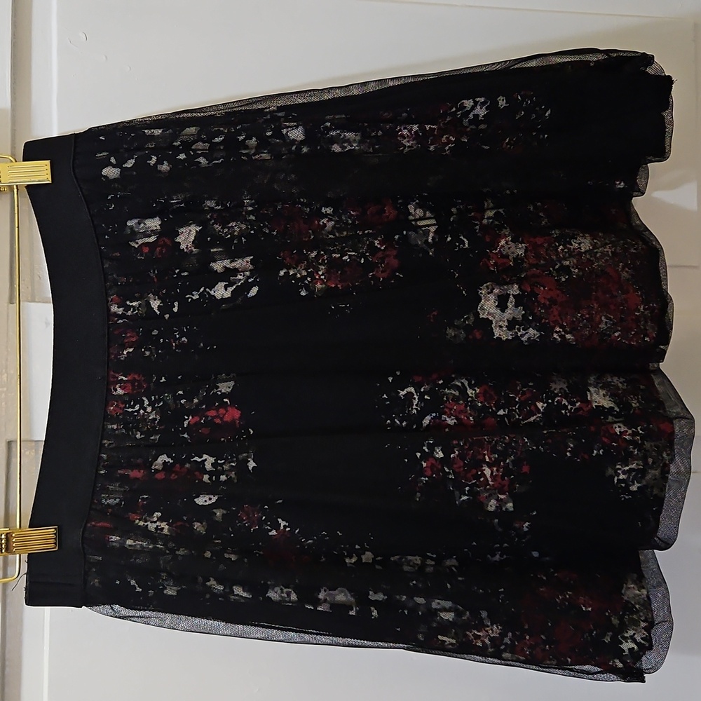 Elegant Black and Red Floral Skirt